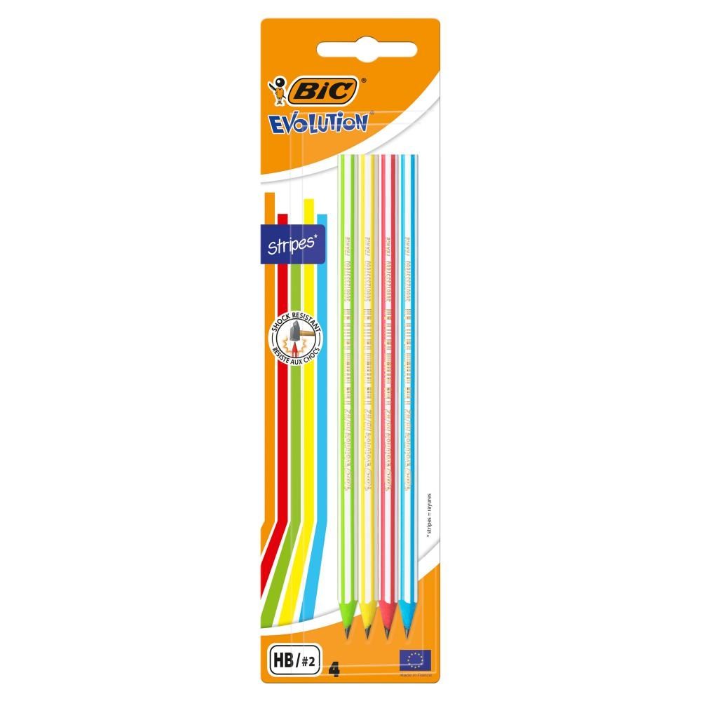 BiC Evolution Stripes Bezdrzewny ołówek grafitowy HB 4 sztuki