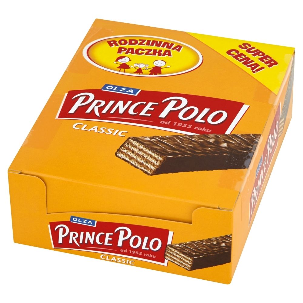 Olza Prince Polo Classic Kruche wafelki z kremem kakaowym oblane czekoladą 490 g (28 sztuk)
