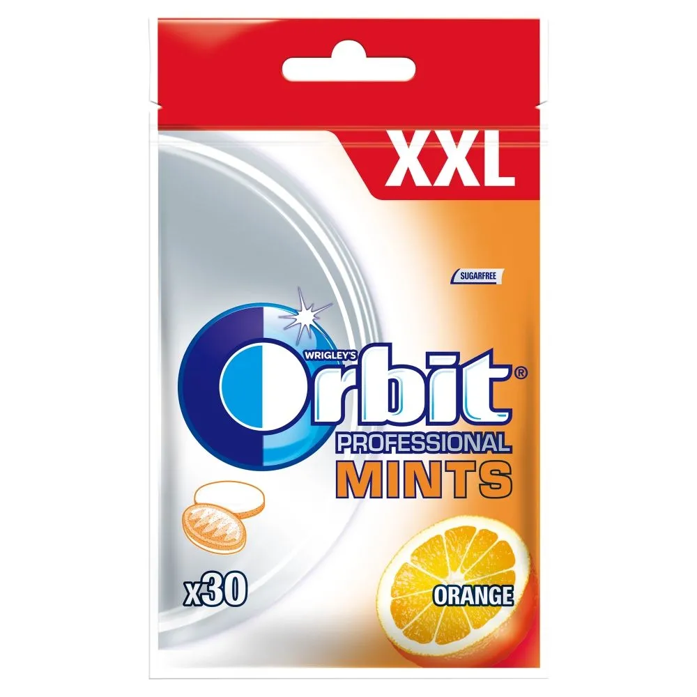 Orbit Professional Mints Orange XXL Cukierki bez cukru 30 g (30 cukierków)