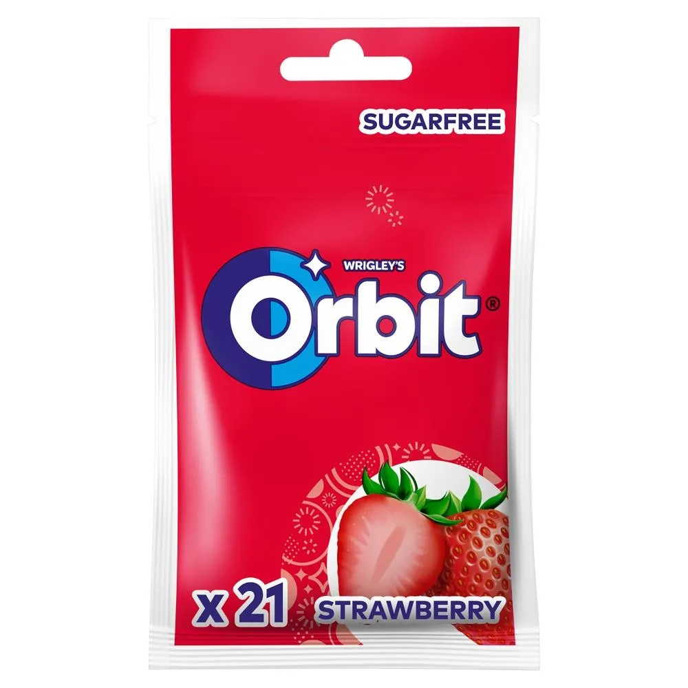 Orbit Strawberry Bezcukrowa guma do żucia 29 g (21 sztuk)