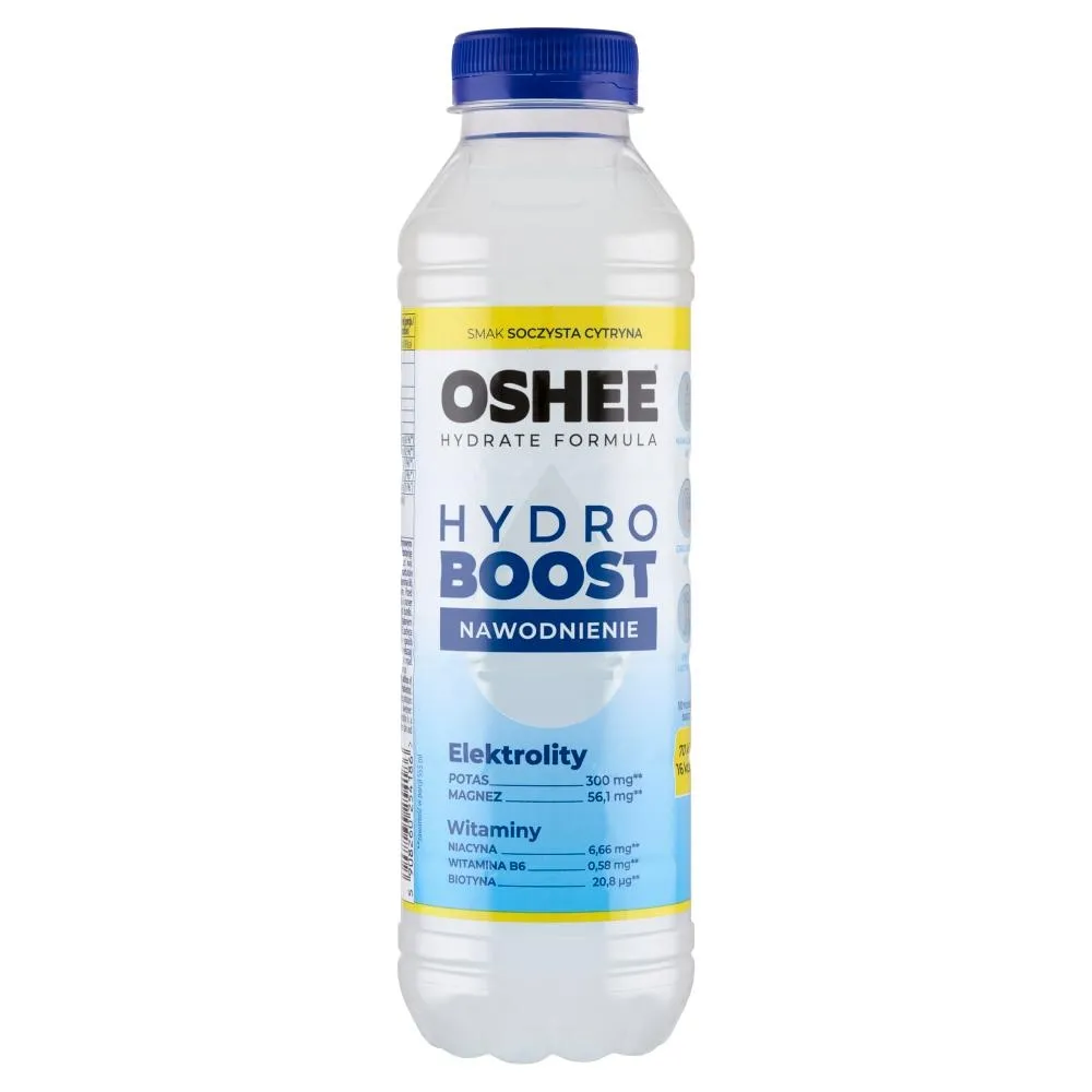 Oshee HydroBoost Napój izotoniczny niegazowany smak soczysta cytryna 555 ml
