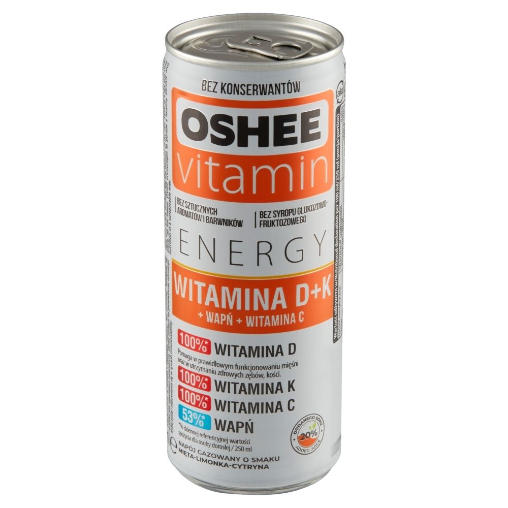 Oshee Vitamin Energy Napój gazowany o smaku mięta-limonka-cytryna 250 ml