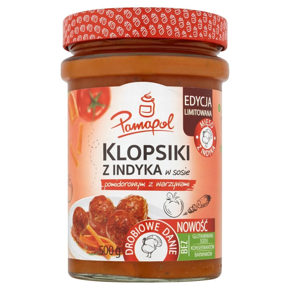 Pamapol Klopsiki z indyka w sosie pomidorowym z warzywami 500 g