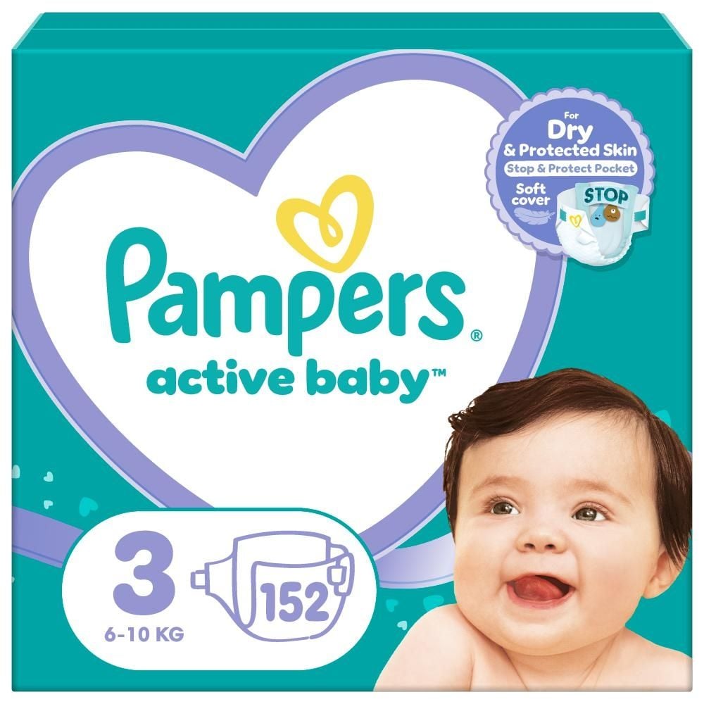 Pampers Active Baby, rozmiar 3, 152 pieluszek, 6kg-10kg