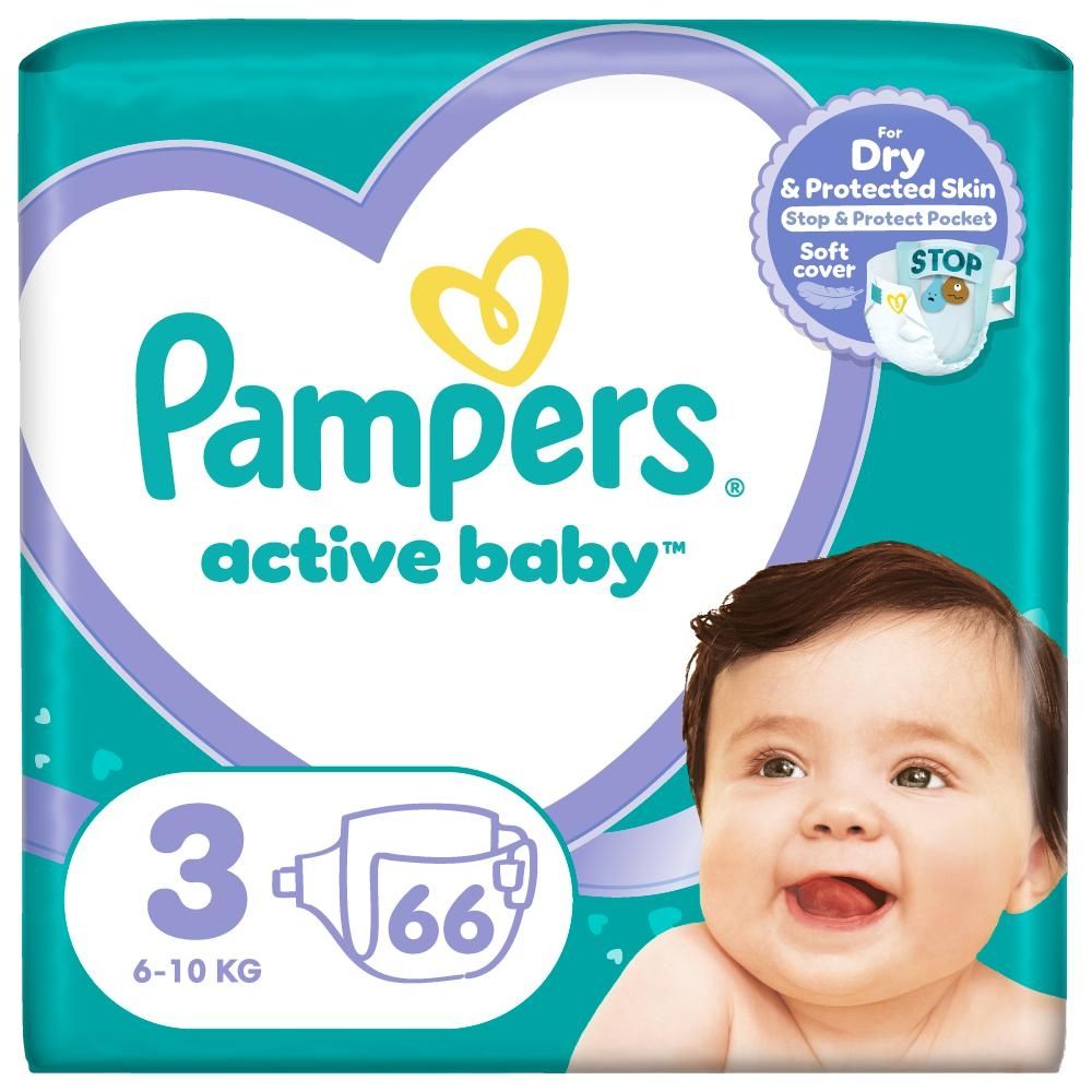 Pampers Active Baby, rozmiar 3, 66 pieluszek, 6kg-10kg