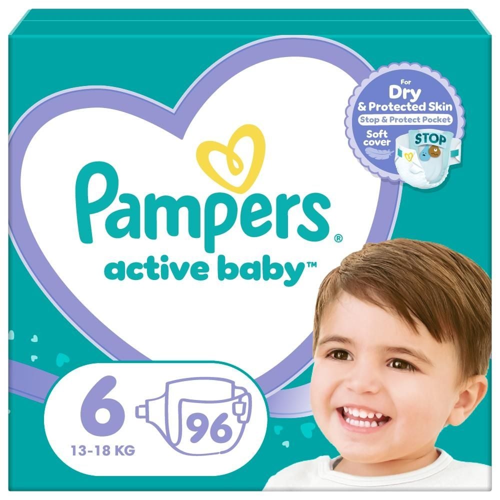 Pampers Active Baby, rozmiar 6, 96 pieluszek, 13kg-18kg