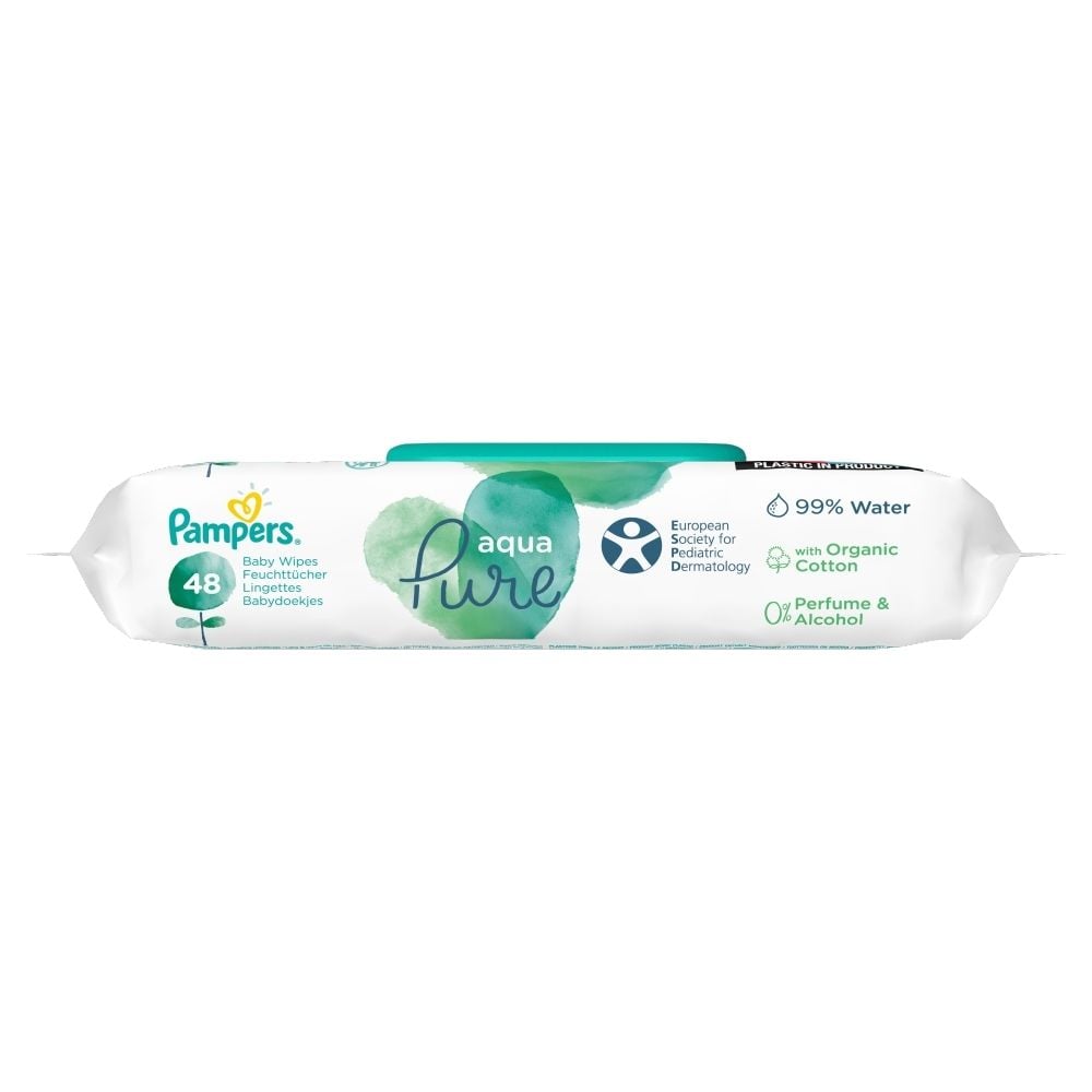 Pampers Aqua Pure Chusteczki nawilżane dla niemowląt 9 opakowania = 432 chusteczek nawilżanych