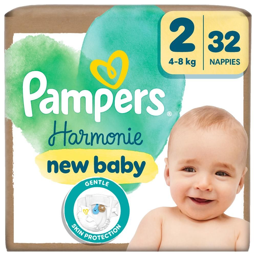 Pampers Harmonie Pieluszki rozmiar 2, 32 pieluszki, 4kg-8kg