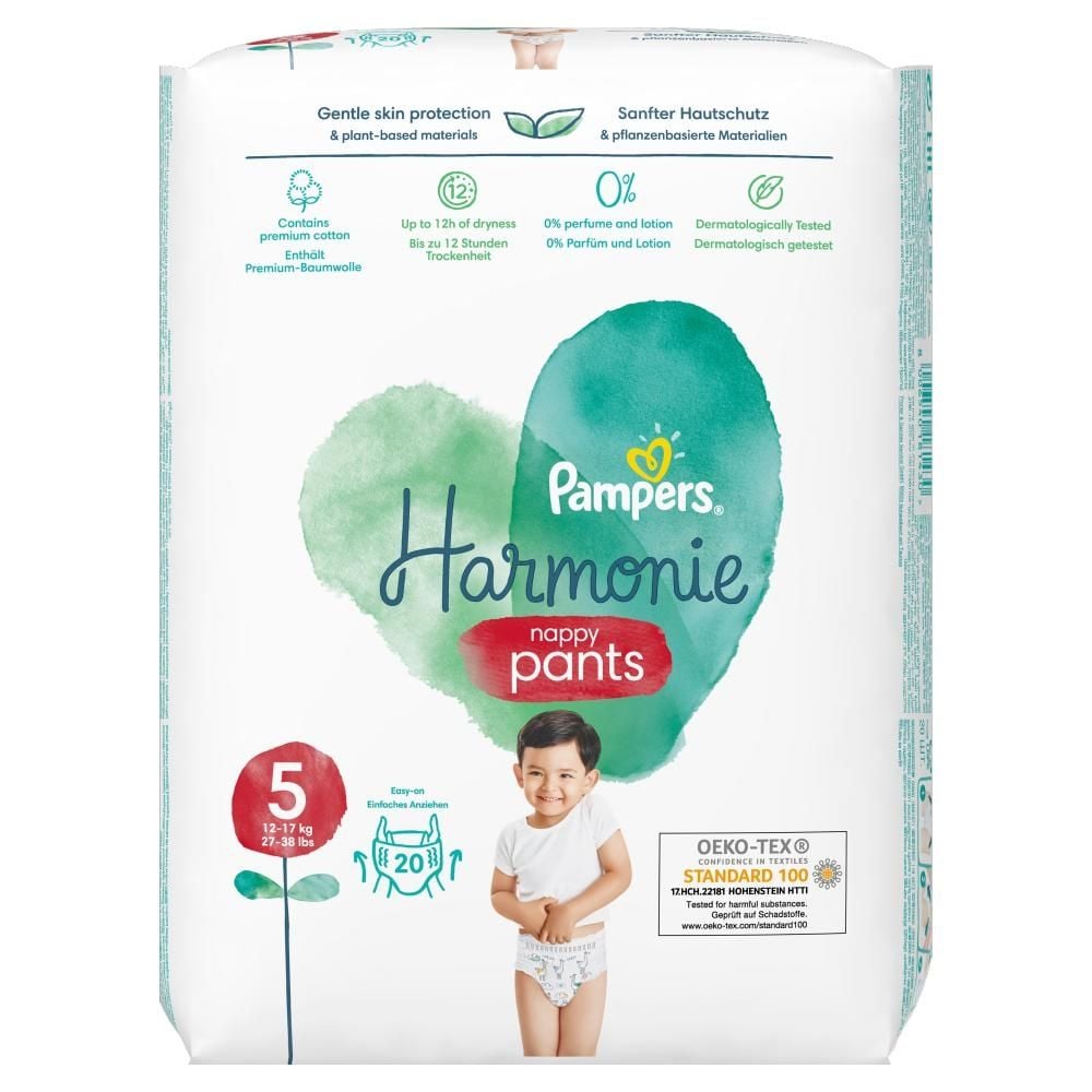 Pampers Harmonie Pieluchomajtki rozmiar 5, 20 pieluszki, 12kg-17kg