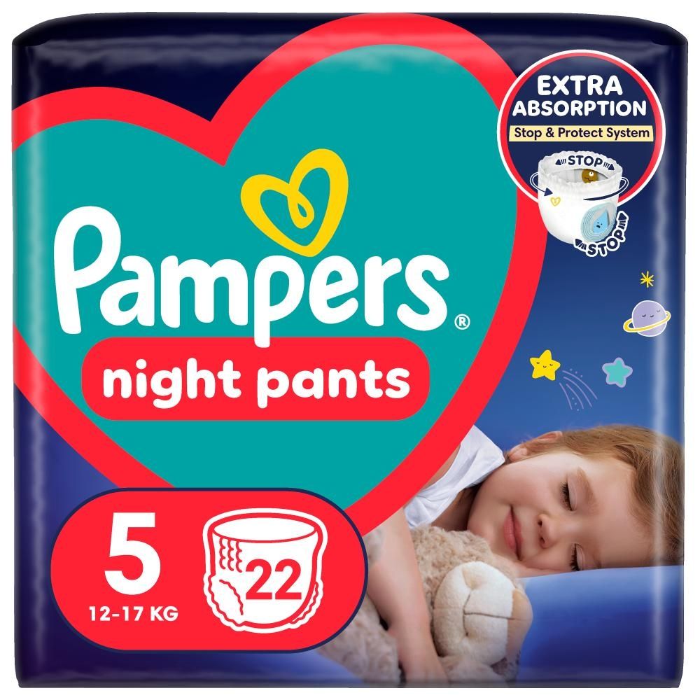 Pampers Night Pants Pieluchomajtki rozmiar 5, 22 pieluszek, 11kg-17kg