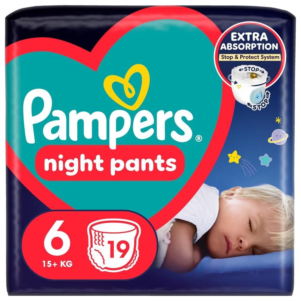 Pampers Night Pants Pieluchomajtki rozmiar 6, 19 pieluszek, 13kg+