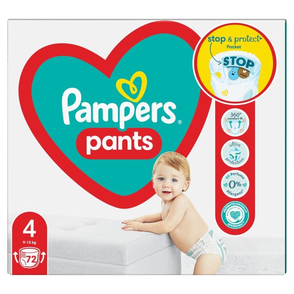 Pampers Pants Pieluchomajtki, rozmiar 4, 72 sztuk, 9kg-15kg