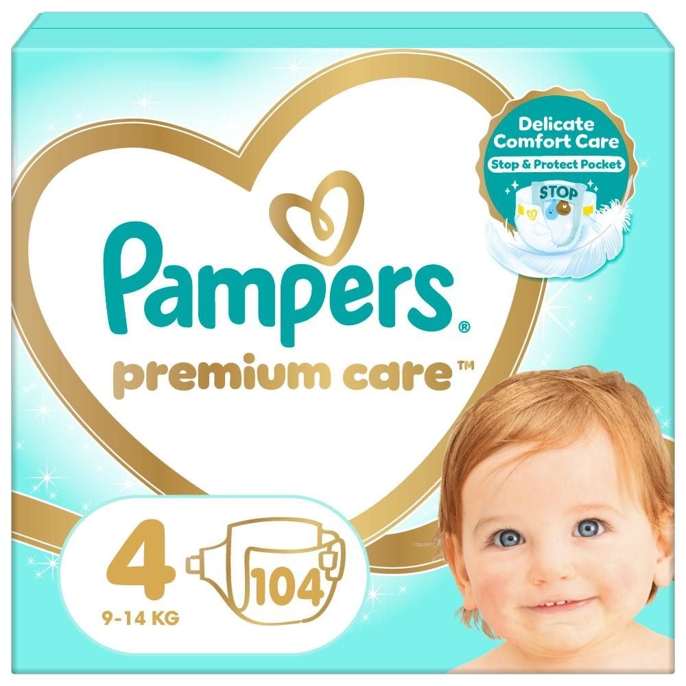 Pampers Premium Care rozmiar 4, 104 pieluszki, 9kg-14kg