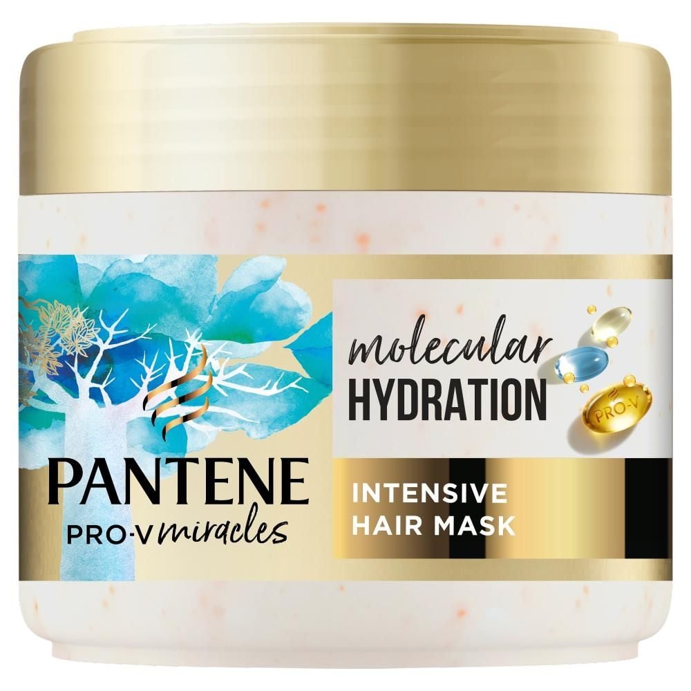Pantene Molecular Hydra Glow Intensywnie odżywiająca maska z biotyną, 300 ml. Włosy suche