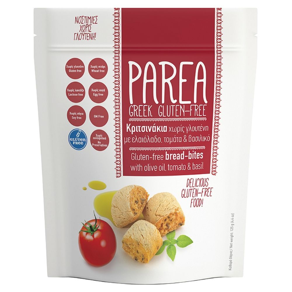 Parea Mini chlebki z oliwą z oliwek pomidorami i bazylią bez glutenu i 5 alergenów 125 g