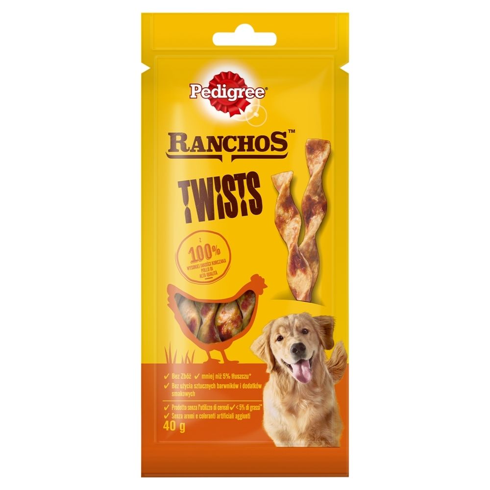 Pedigree Ranchos Twists Karma uzupełniająca dla psów paski z kurczaka 40 g