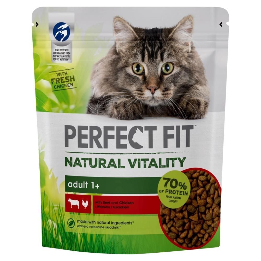 Perfect Fit Natural Vitality Adult 1+ Karma dla dorosłych kotów z wołowiną i kurczakiem 2,4 kg