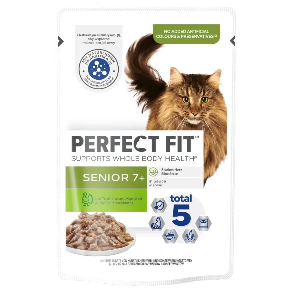 Perfect Fit Senior 7+ Mokra karma dla starszych kotów w sosie z indykiem i marchewką 85 g