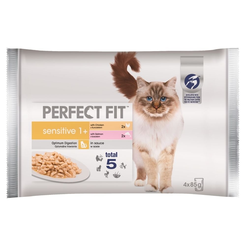 Perfect Fit Sensitive 1+ Karma pełnoporcjowa dla dorosłych kotów 340 g (4 x 85 g)