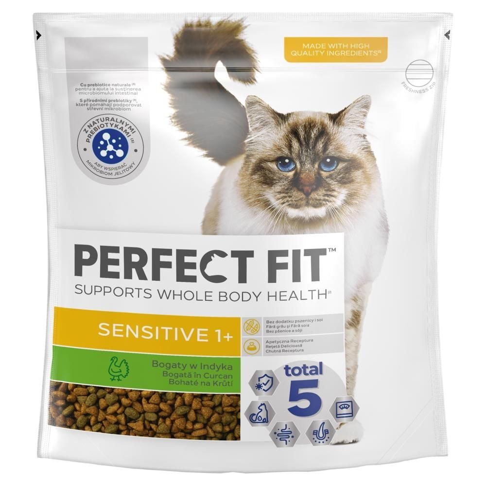 Perfect Fit Sensitive 1+ Sucha karma dla dorosłych kotów bogaty w indyka 1,4 kg