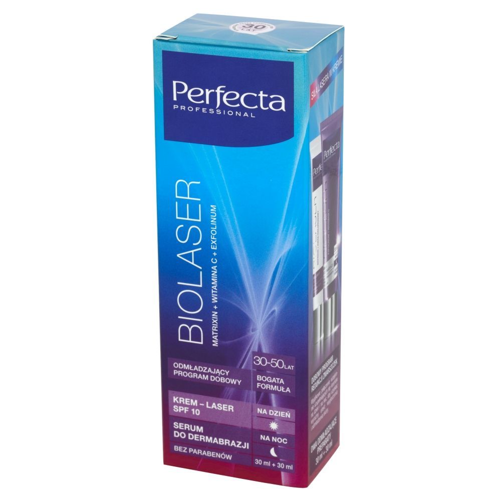 Perfecta Biolaser Bogata Formuła 30-50 lat Krem na dzień 30 ml Serum do dermabrazji na noc 30 ml