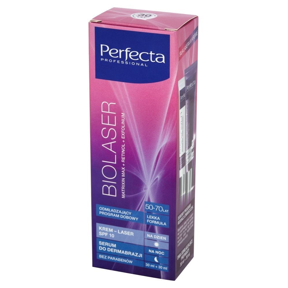 Perfecta Biolaser Lekka Formuła 50-70 lat Krem na dzień 30 ml Serum do dermabrazji na noc 30 ml