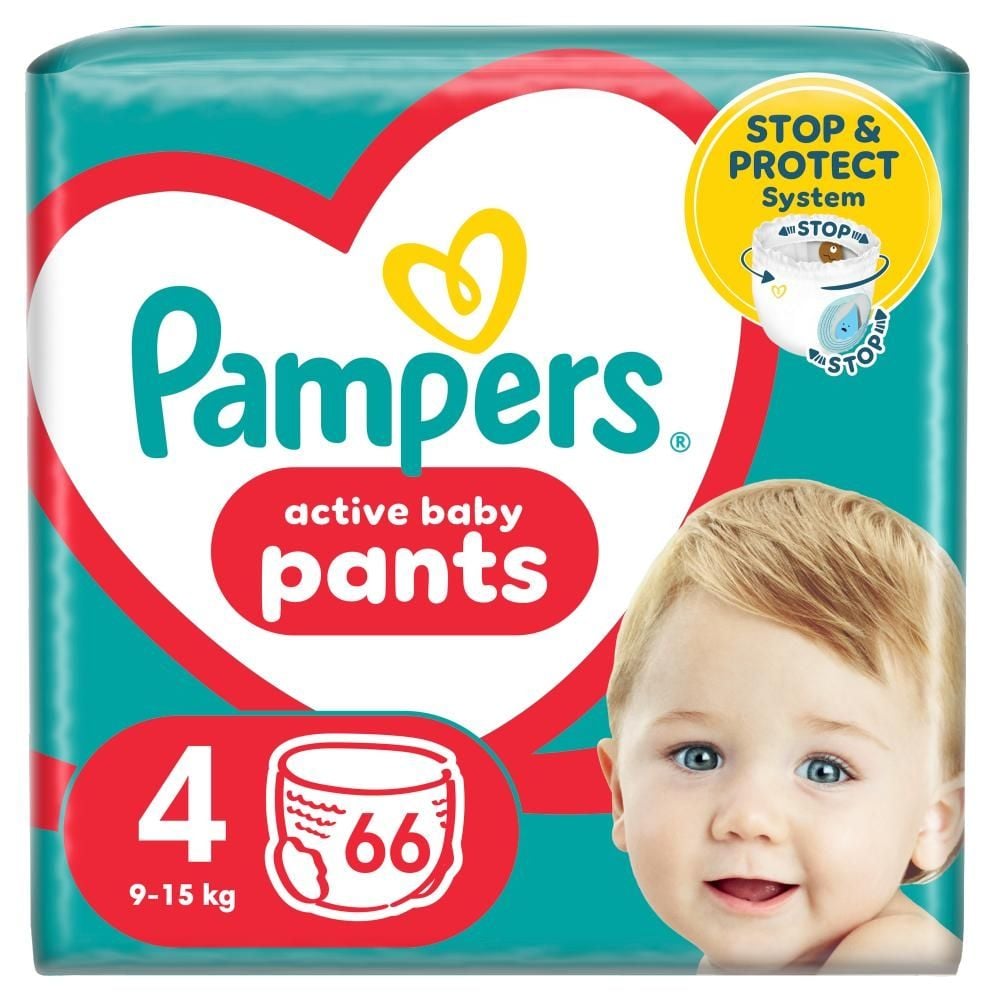 Pieluchomajtki Pampers Active Baby, rozmiar 4, pieluszki 66, 9kg-15kg