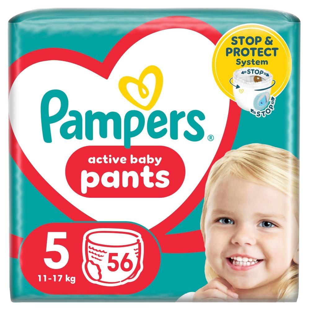 Pieluchomajtki Pampers Active Baby, rozmiar 5, pieluszki 56, 11kg-17kg