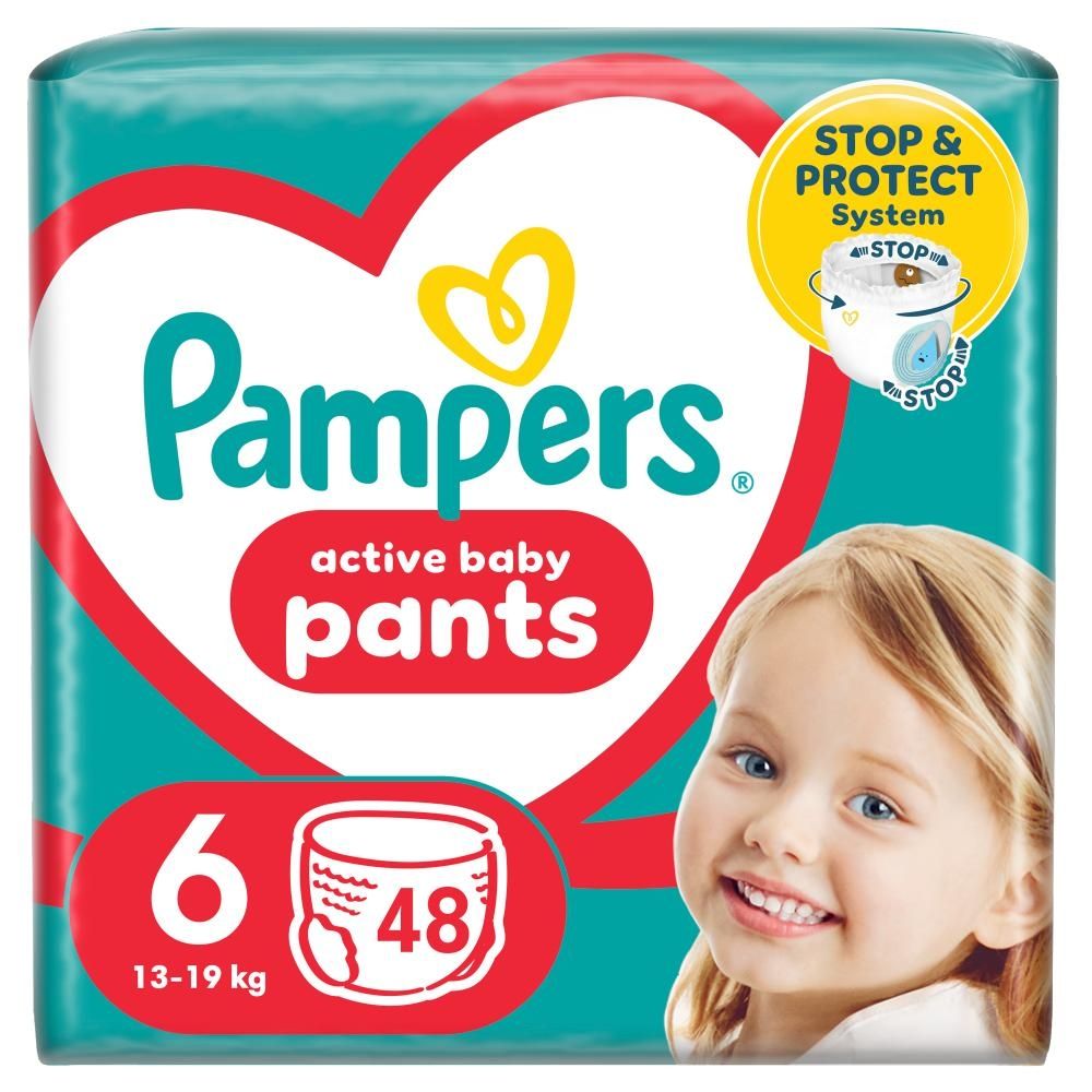 Pieluchomajtki Pampers Active Baby, rozmiar 6, pieluszki 48, 13kg-19kg
