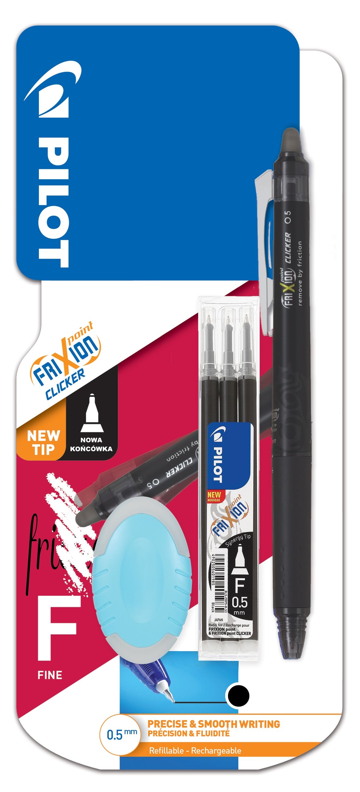 Pióro Kulkowe Czarne Pilot Frixion Clicker Synergy Point  + wkład x 3 + Gumka