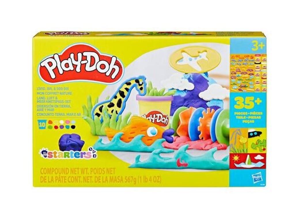 PLAY-DOH CIASTOLINA ZWIERZĘTA LĄDOWE I MORSKIE 39 AKCESORIA 10 TUBEK