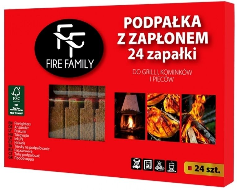 Podpałka z Zapłonem do Grilla FIRE FAMILY 24 szt