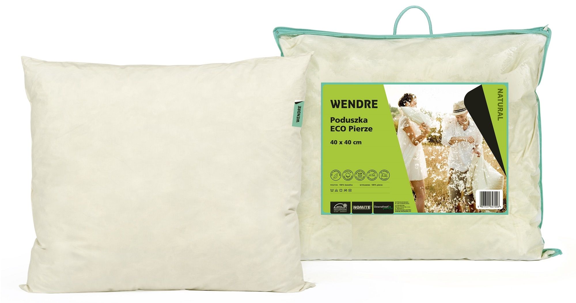 Poduszka WENDRE Eco pierze 70 x 80 Biały
