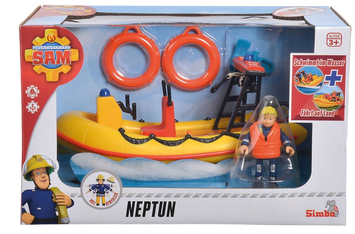 Pojazd SIMBA Strażak Sam Łódź Neptun z figurką