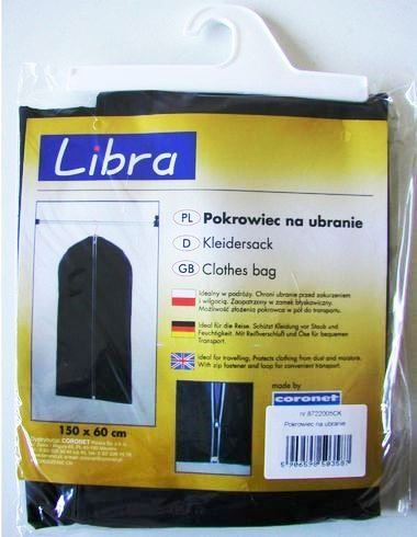 Pokrowiec do przechowywania odzieży ARIX Libra 150 x 60 cm Czarny 8722005C