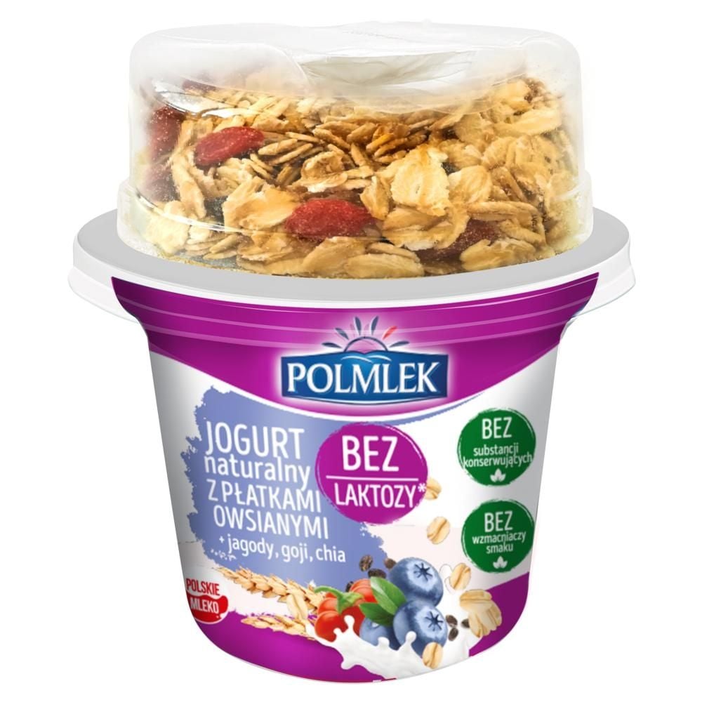 Polmlek Jogurt naturalny z płatkami owsianymi + jagody goji chia 185 g