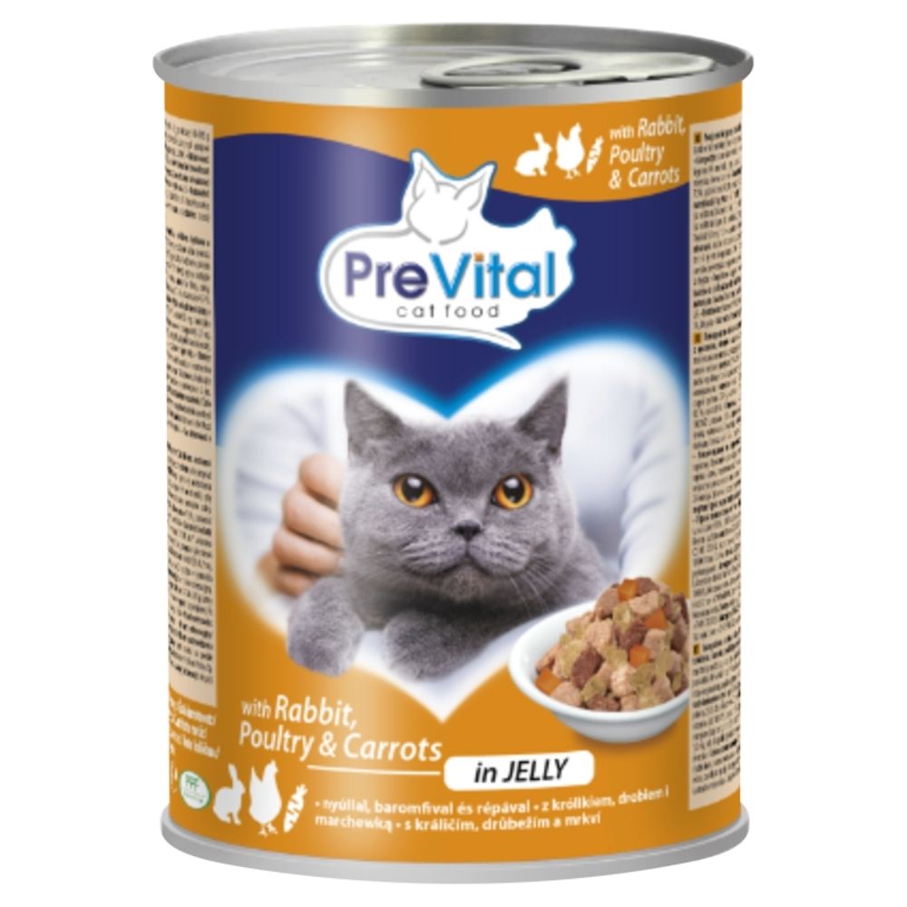 PreVital Karma dla kotów z królikiem drobiem i marchewką w galaretce 415 g