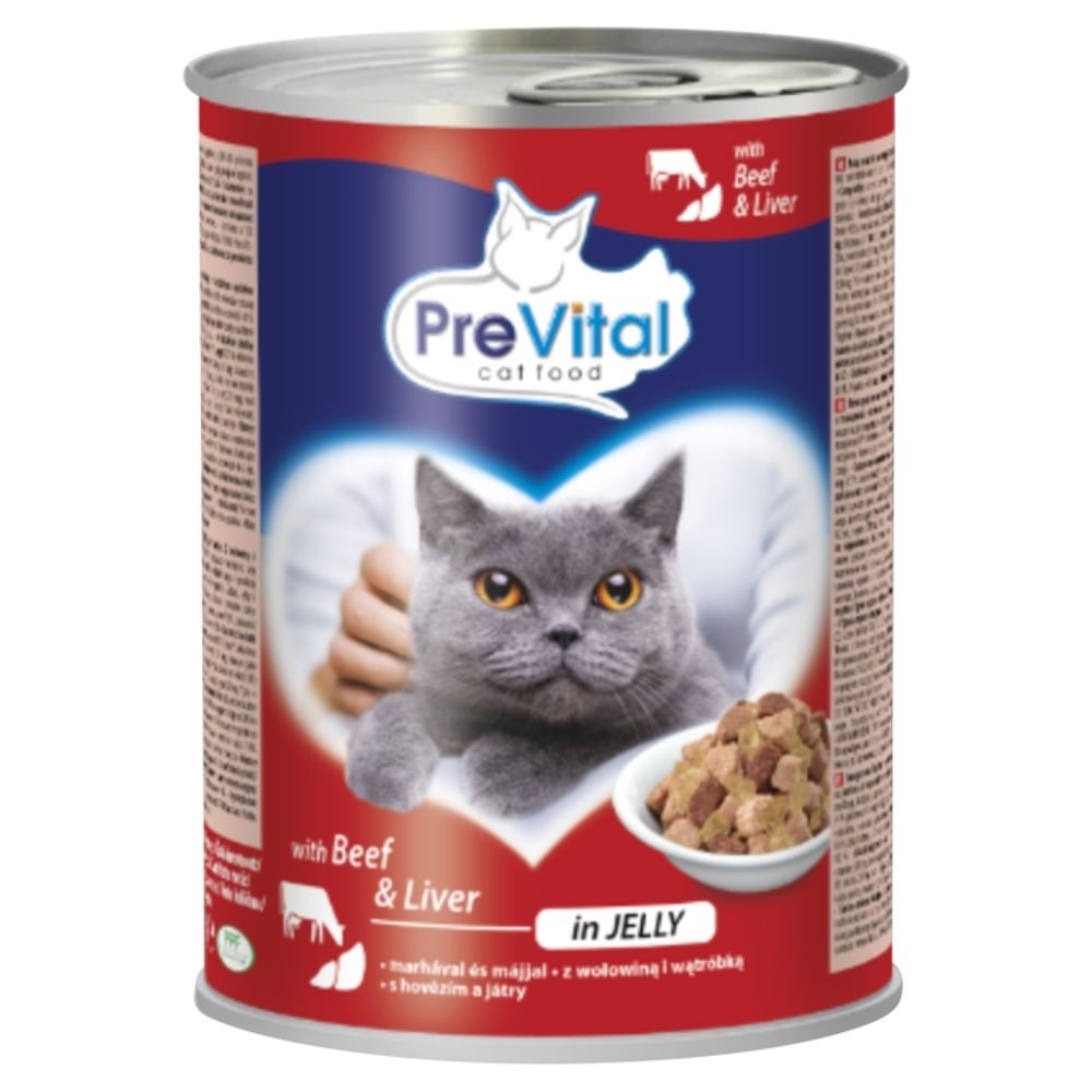 PreVital Karma dla kotów z wołowiną i wątróbką w galaretce 415 g