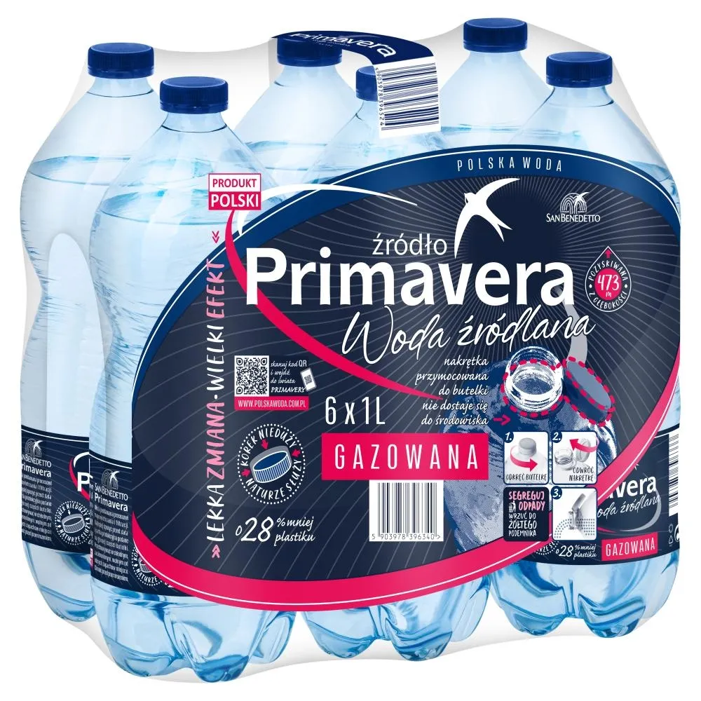 Primavera Woda źródlana gazowana 6 x 1 l