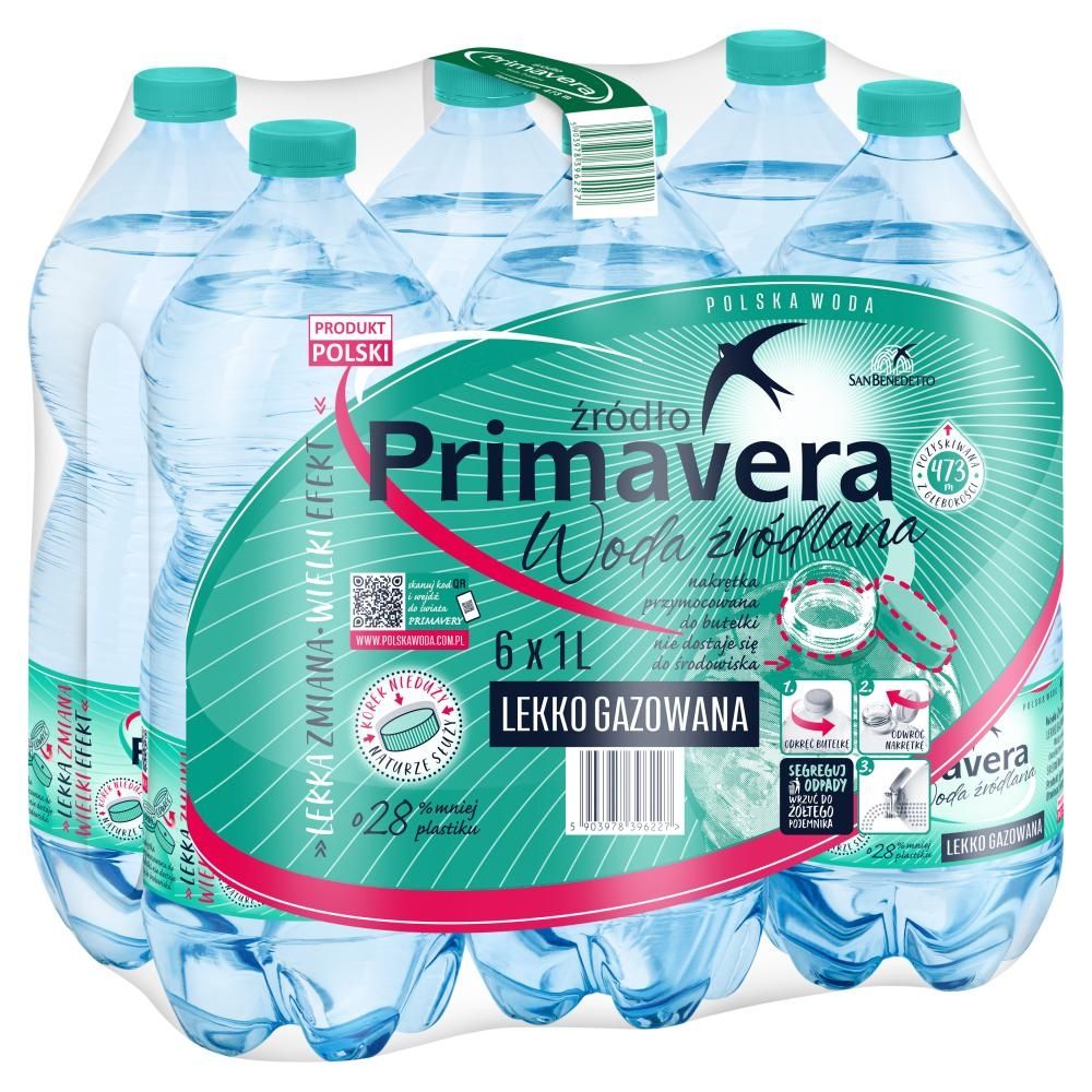Primavera Woda źródlana lekko gazowana 6 x 1 l