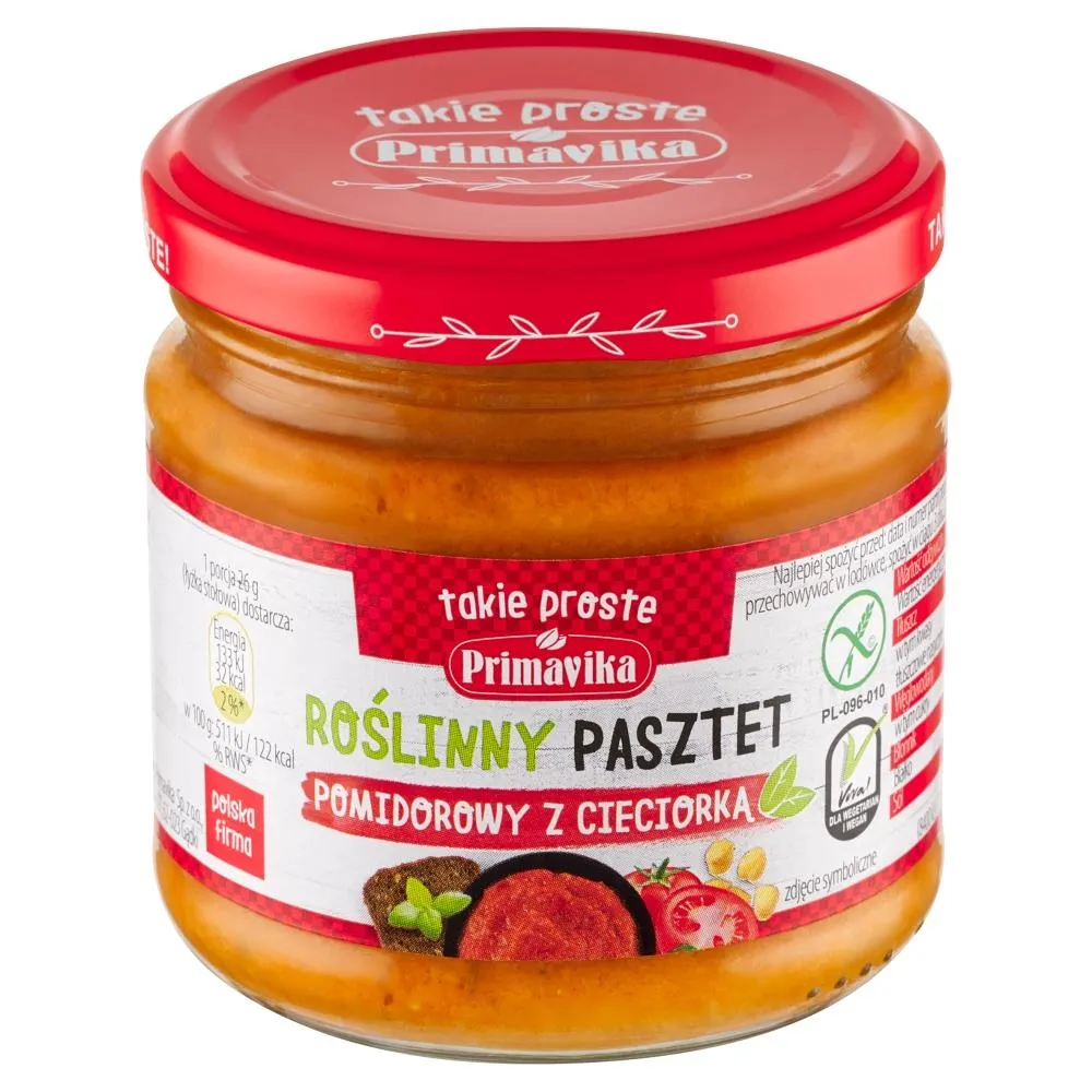 Primavika Roślinny pasztet pomidorowy z cieciorką 160 g
