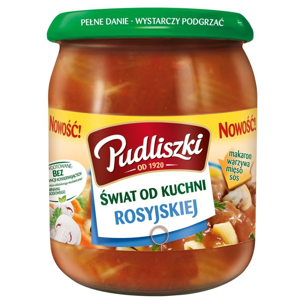 Pudliszki Świat od kuchni rosyjskiej Wieprzowina à la Strogonow z makaronem 500 g