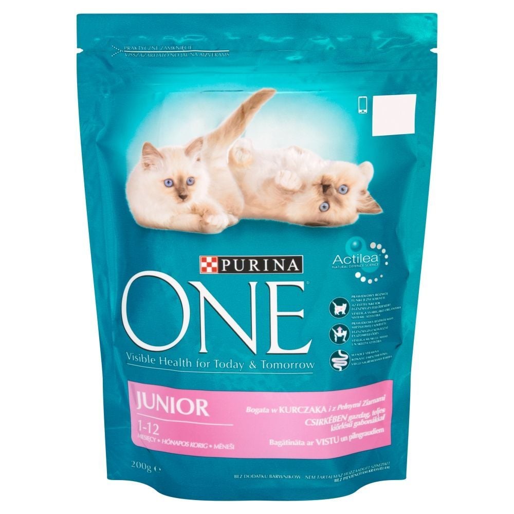 PURINA ONE Junior Pełnoporcjowa karma dla kociąt bogata w kurczaka i z pełnymi ziarnami 200 g