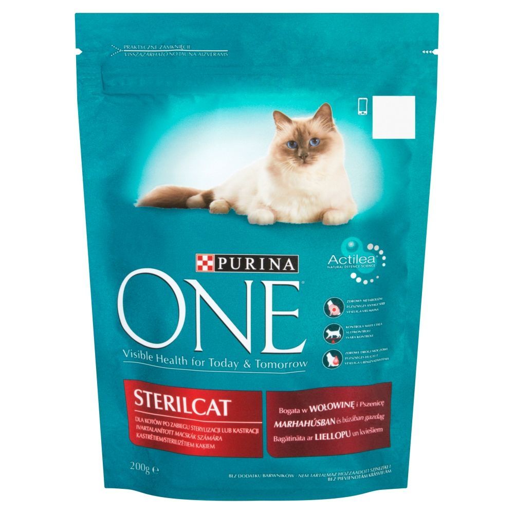 PURINA ONE Sterilcat Pełnoporcjowa karma dla dorosłych kotów bogata w wołowinę i pszenicę 200 g