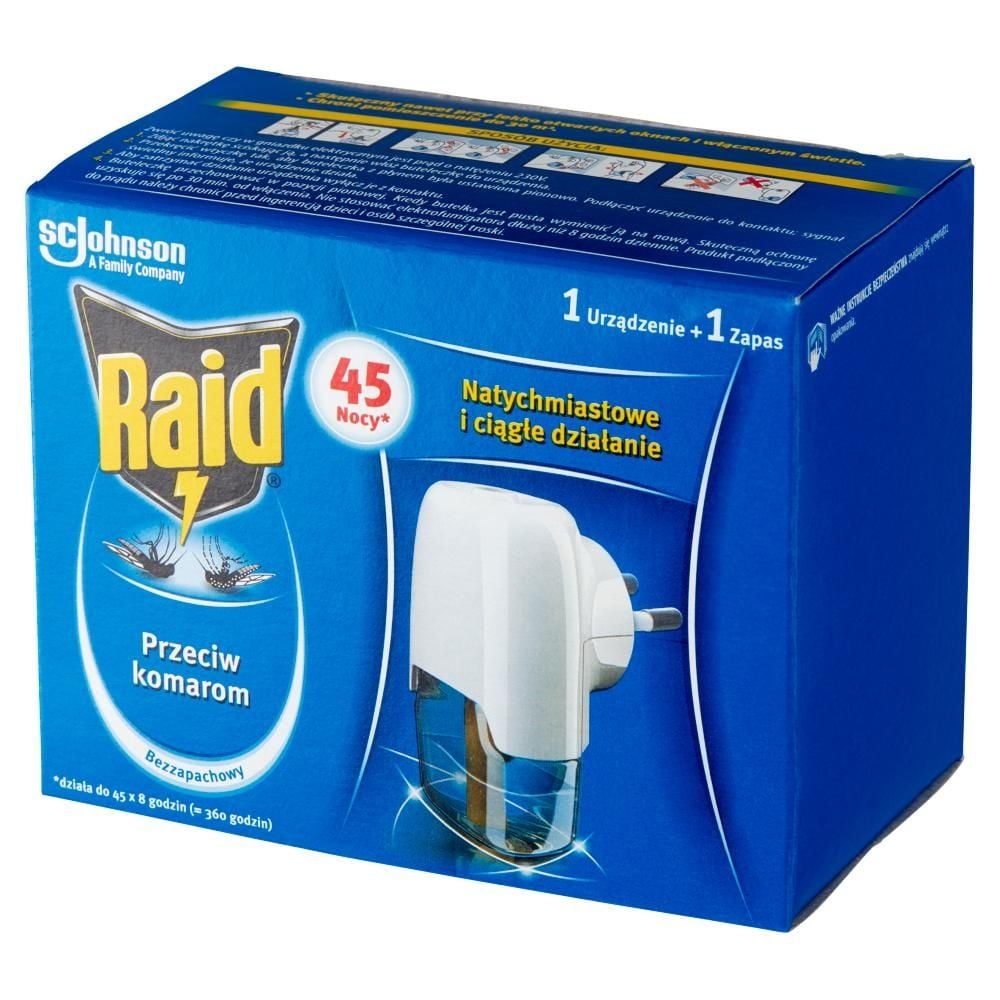 Raid Elektrofumigator z płynem owadobójczym przeciw komarom bezzapachowy 27 ml