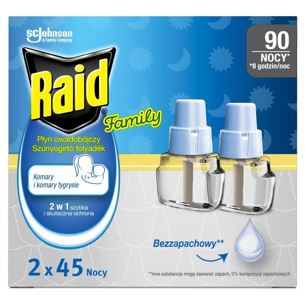 Raid Family Płyn owadobójczy przeciw komarom bezzapachowy 54 ml (2 x 27 ml)
