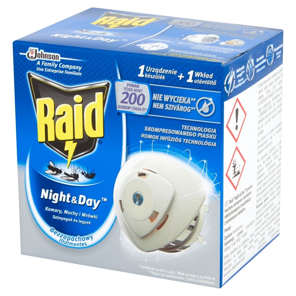 Raid Night & Day Komary muchy i mrówki Elektrofumigator owadobójczy Urządzenie i wkład