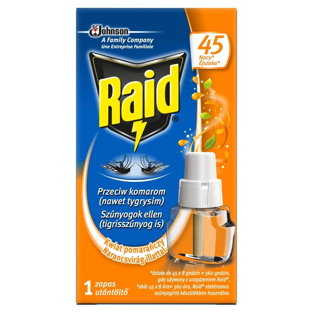 Raid Płyn owadobójczy przeciw komarom zapas kwiat pomarańczy 27 ml