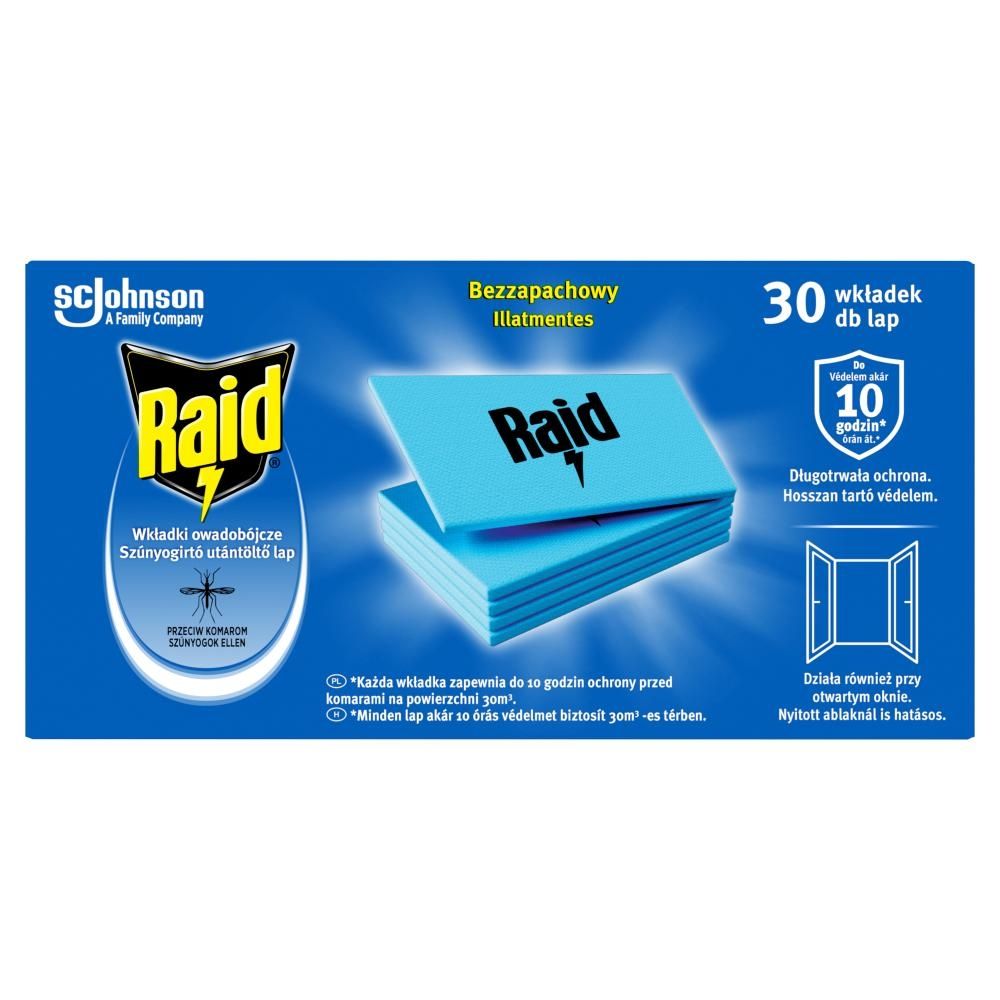 Raid Wkładki owadobójcze do elektrofumigatora przeciw komarom zapas bezzapachowy 30 x 0,634 g