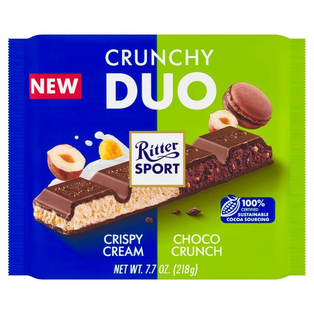 Ritter Sport Crunchy Duo Duet nadziewanej mlecznej czekolady 218 g